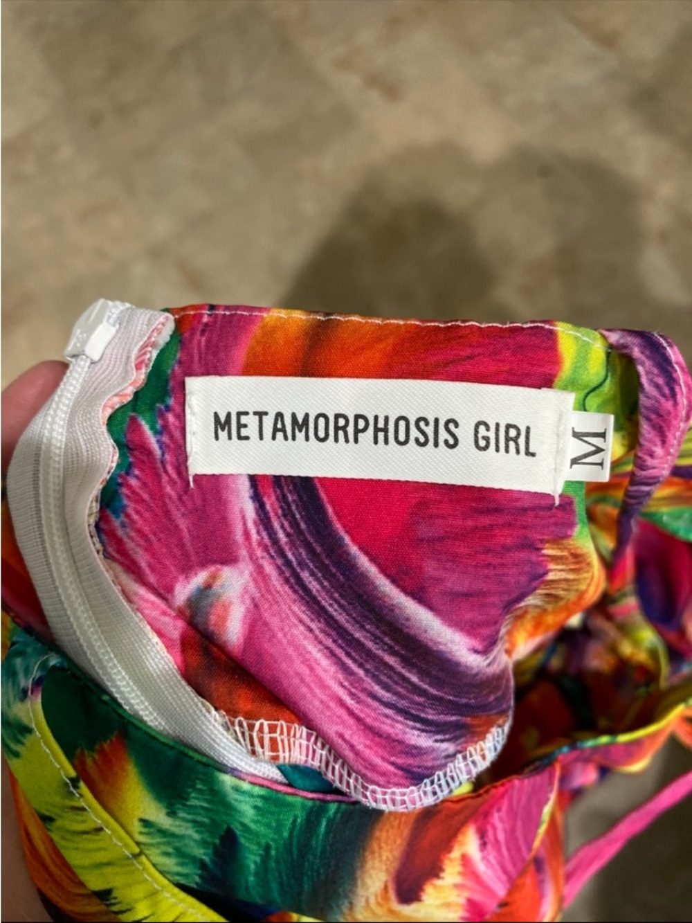 Metamorphosis Girl Women Medium  Colorful  rainbow swirl cutout maxi dress, - Picture 10 of 10